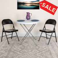 Flash Furniture 2-BD-F002-BK-GG 2 Pk. HERCULES Series Double Braced Black Metal Folding Chair